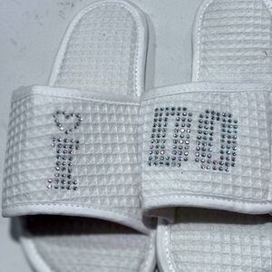 White 'I Do' Slippers with Rhinestones